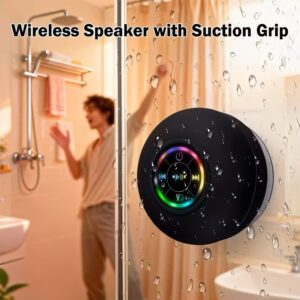 Wodoodporny głośnik Bluetooth z przyssawką – LED, USB