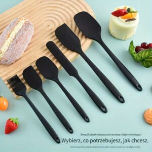 Zestaw silikonowych przyborów kuchennych 6 szt czarne łopatki szpatułki do gotowania pieczenia