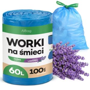 Worki na śmieci 60L 100 szt zapachowe mocne wytrzymałe niebieskie do kosza